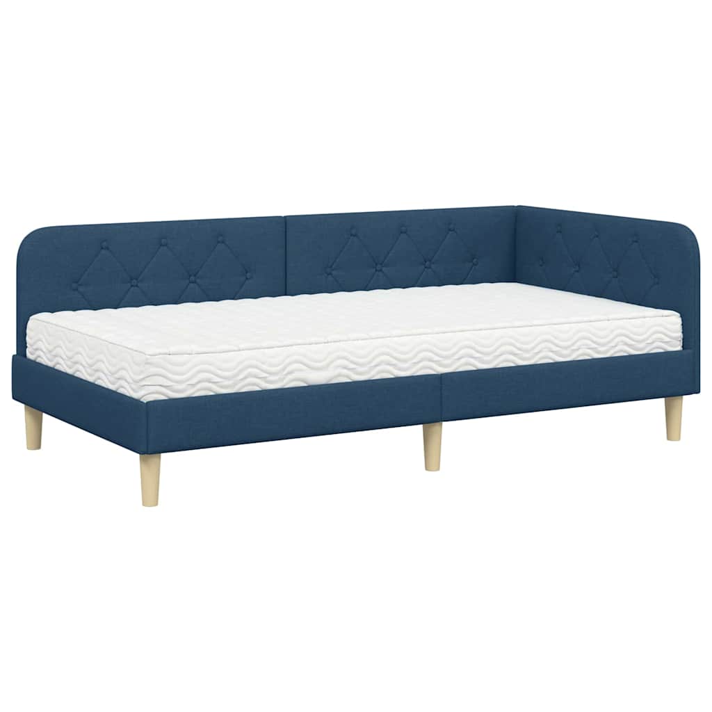 vidaXL Κρεβάτι Γωνίας Μπλε 100 x 200 cm ύφασμα