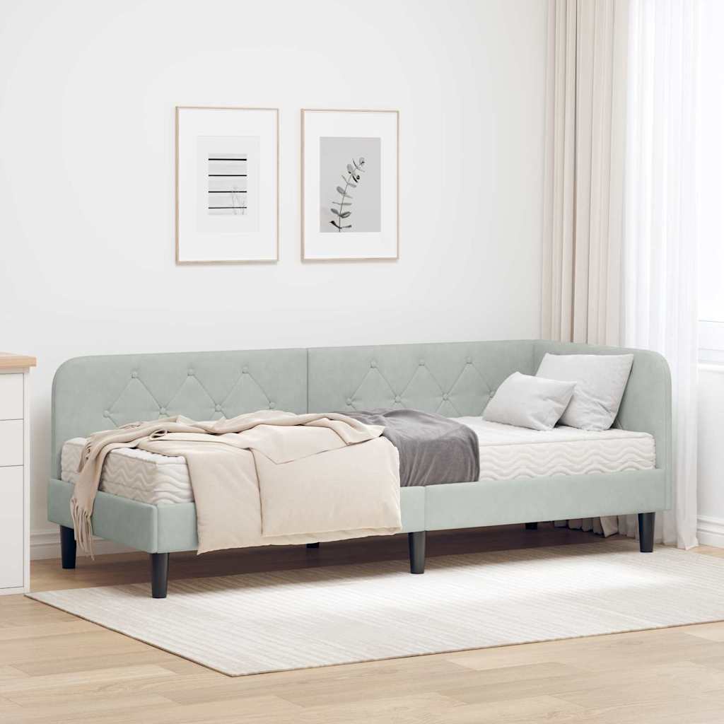vidaXL Κρεβάτι Γωνίας Ανοιχτό γκρι 80 x 200 cm Βελούδο