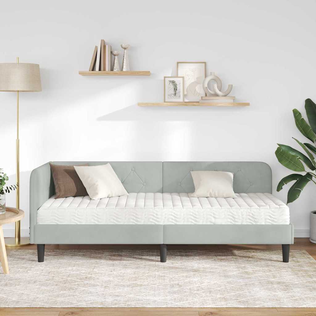 vidaXL Κρεβάτι Γωνίας Ανοιχτό γκρι 80 x 200 cm Βελούδο