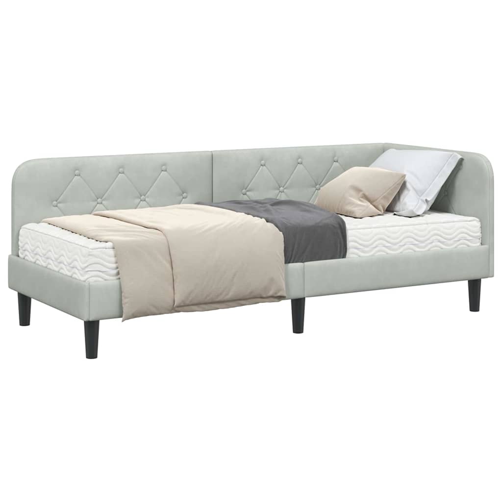 vidaXL Κρεβάτι Γωνίας Ανοιχτό γκρι 80 x 200 cm Βελούδο