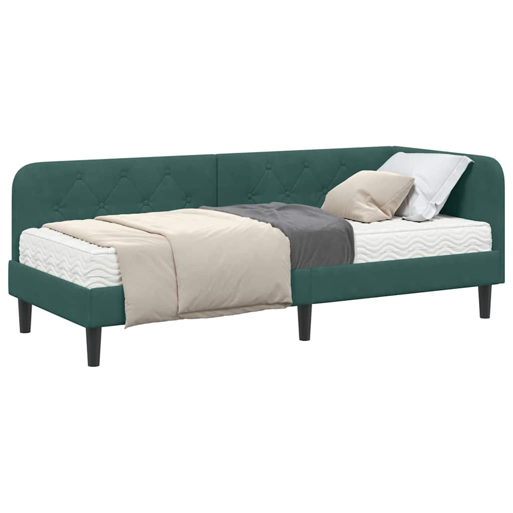 vidaXL Κρεβάτι Γωνίας Σκούρο Πράσινο 80 x 200 cm Βελούδο