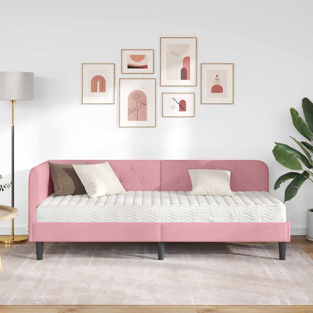 vidaXL Κρεβάτι Γωνίας Ροζ 80 x 200 cm Βελούδο
