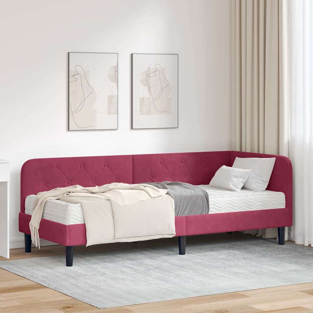 vidaXL Κρεβάτι Γωνίας Κόκκινο 80 x 200 cm Βελούδο