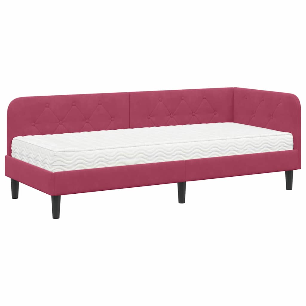 vidaXL Κρεβάτι Γωνίας Κόκκινο 80 x 200 cm Βελούδο