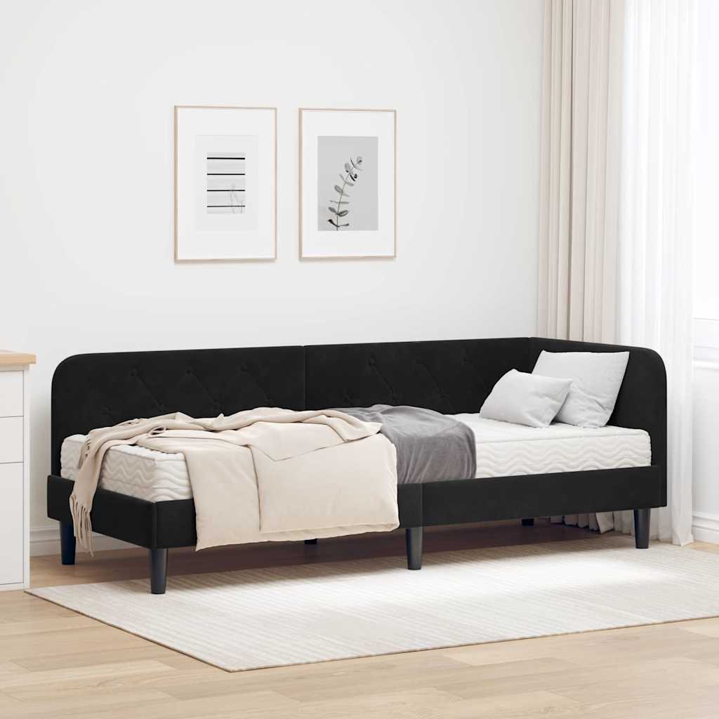 vidaXL Κρεβάτι Γωνίας Μαύρο 80 x 200 cm Βελούδο