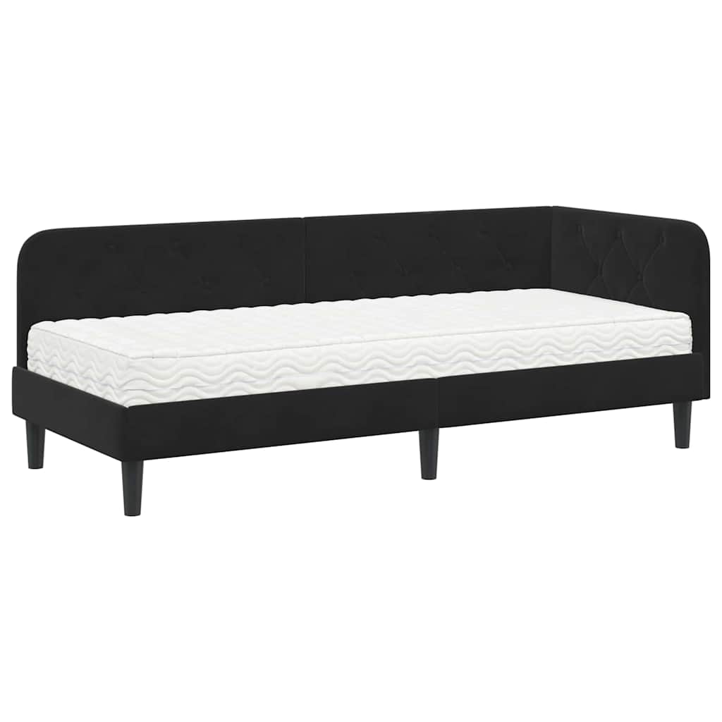 vidaXL Κρεβάτι Γωνίας Μαύρο 80 x 200 cm Βελούδο