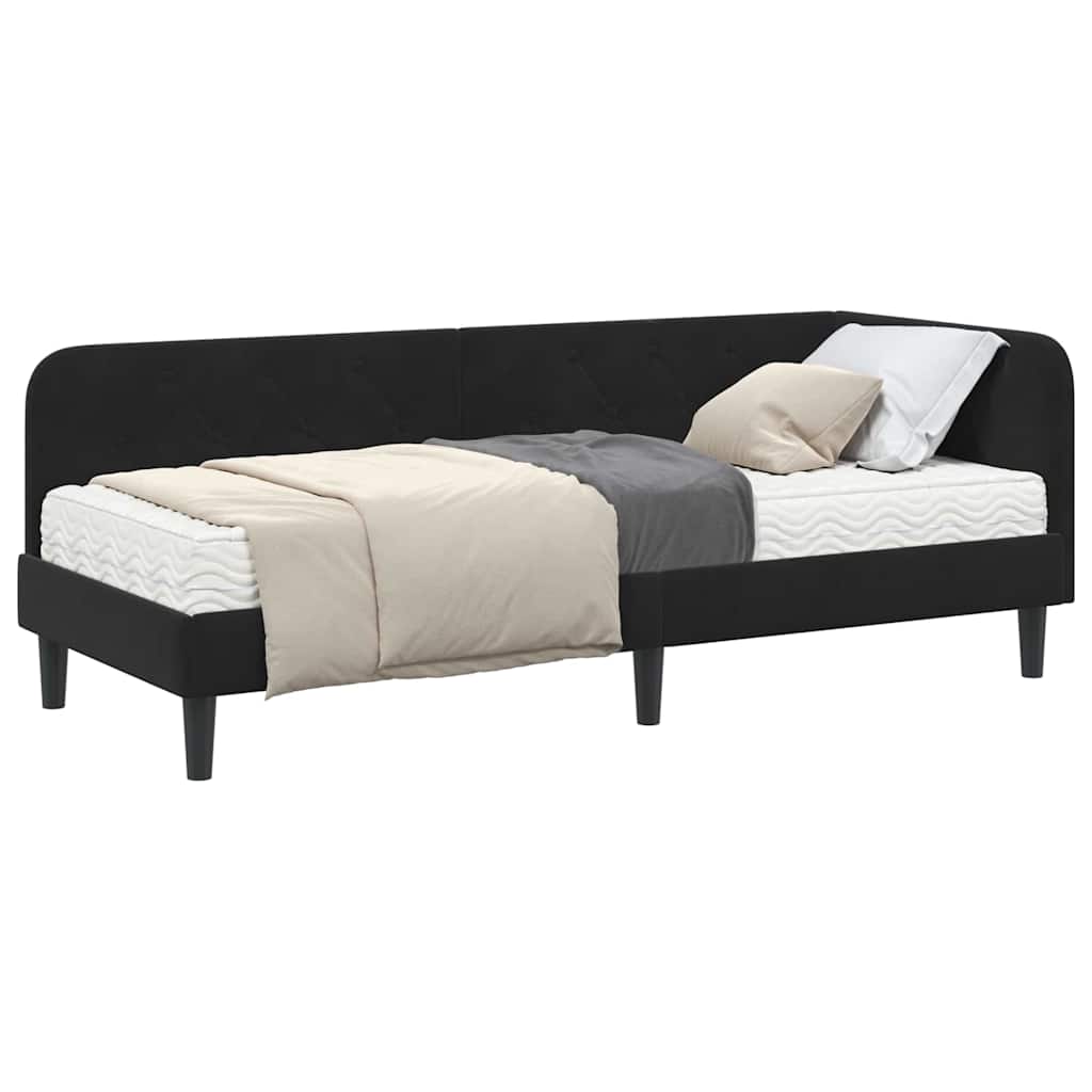 vidaXL Κρεβάτι Γωνίας Μαύρο 80 x 200 cm Βελούδο