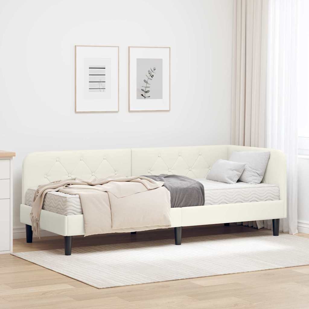 vidaXL Κρεβάτι Γωνίας Κρεμ 80 x 200 cm Βελούδο