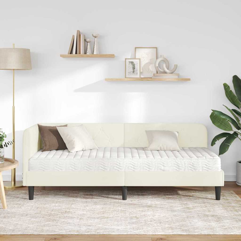 vidaXL Κρεβάτι Γωνίας Κρεμ 80 x 200 cm Βελούδο