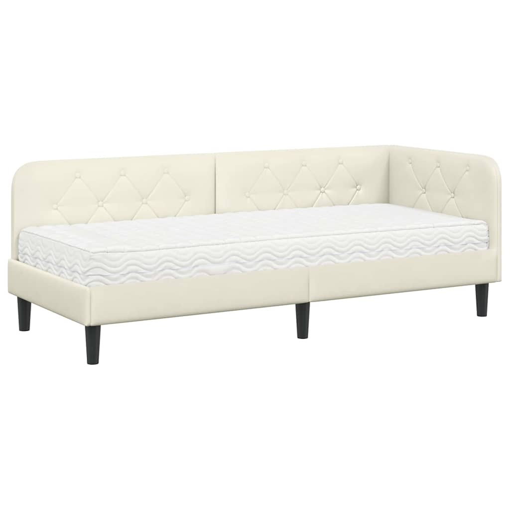 vidaXL Κρεβάτι Γωνίας Κρεμ 80 x 200 cm Βελούδο