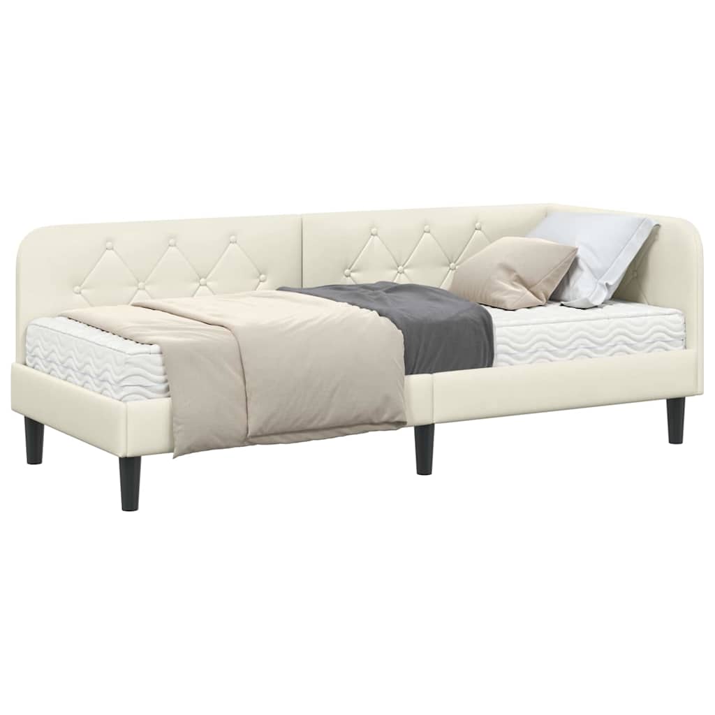 vidaXL Κρεβάτι Γωνίας Κρεμ 80 x 200 cm Βελούδο