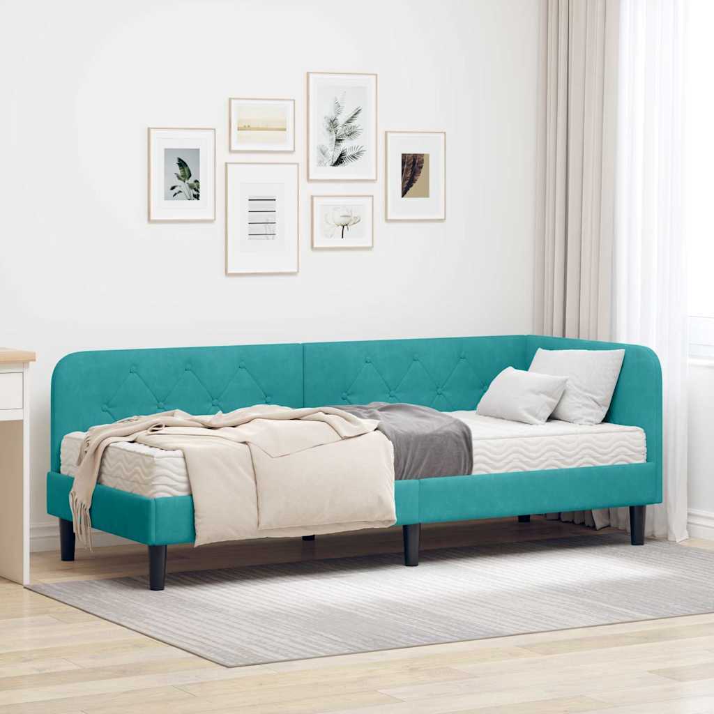 vidaXL Κρεβάτι Γωνίας Τιρκουάζ 80 x 200 cm Βελούδο