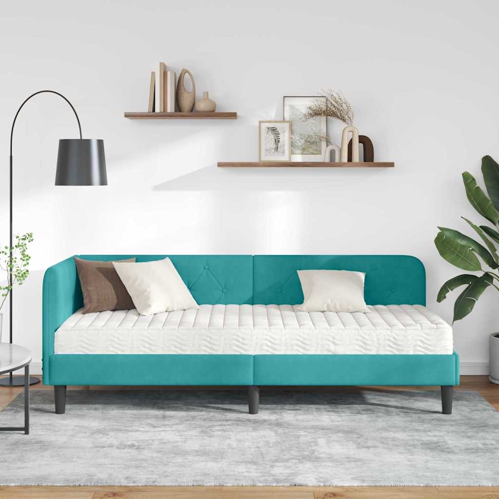 vidaXL Κρεβάτι Γωνίας Τιρκουάζ 80 x 200 cm Βελούδο
