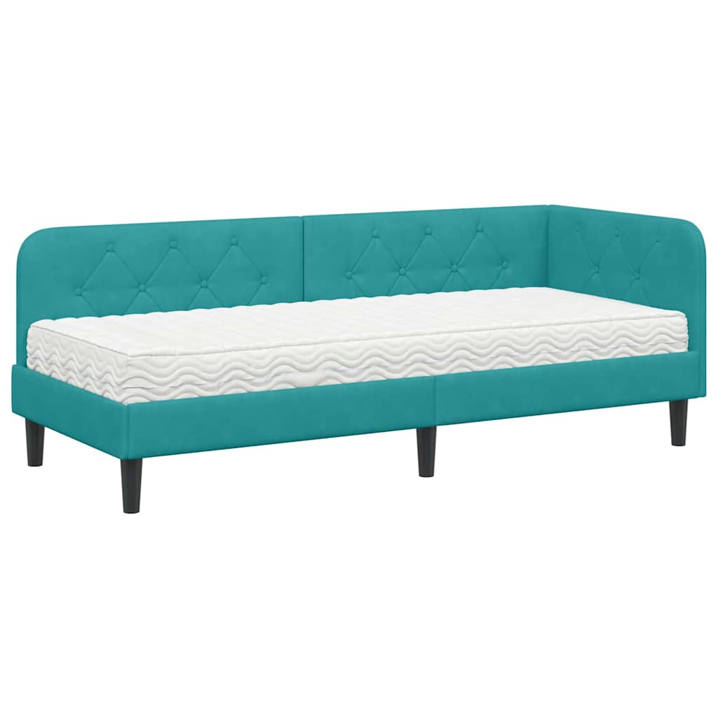 vidaXL Κρεβάτι Γωνίας Τιρκουάζ 80 x 200 cm Βελούδο