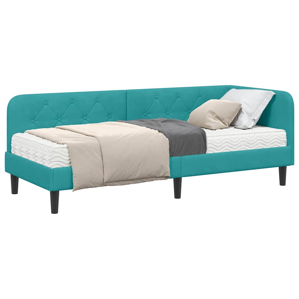 vidaXL Κρεβάτι Γωνίας Τιρκουάζ 80 x 200 cm Βελούδο