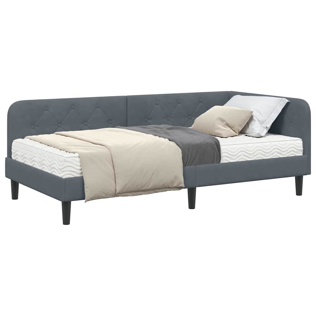 vidaXL Κρεβάτι Γωνίας Σκούρο Γκρι 90 x 190 cm Βελούδο