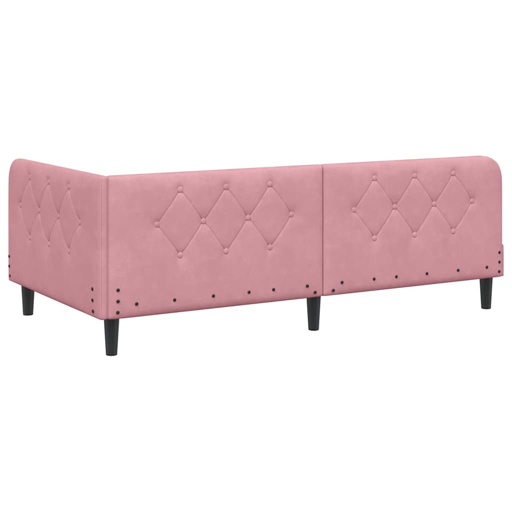vidaXL Κρεβάτι Γωνίας Ροζ 90 x 190 cm Βελούδο