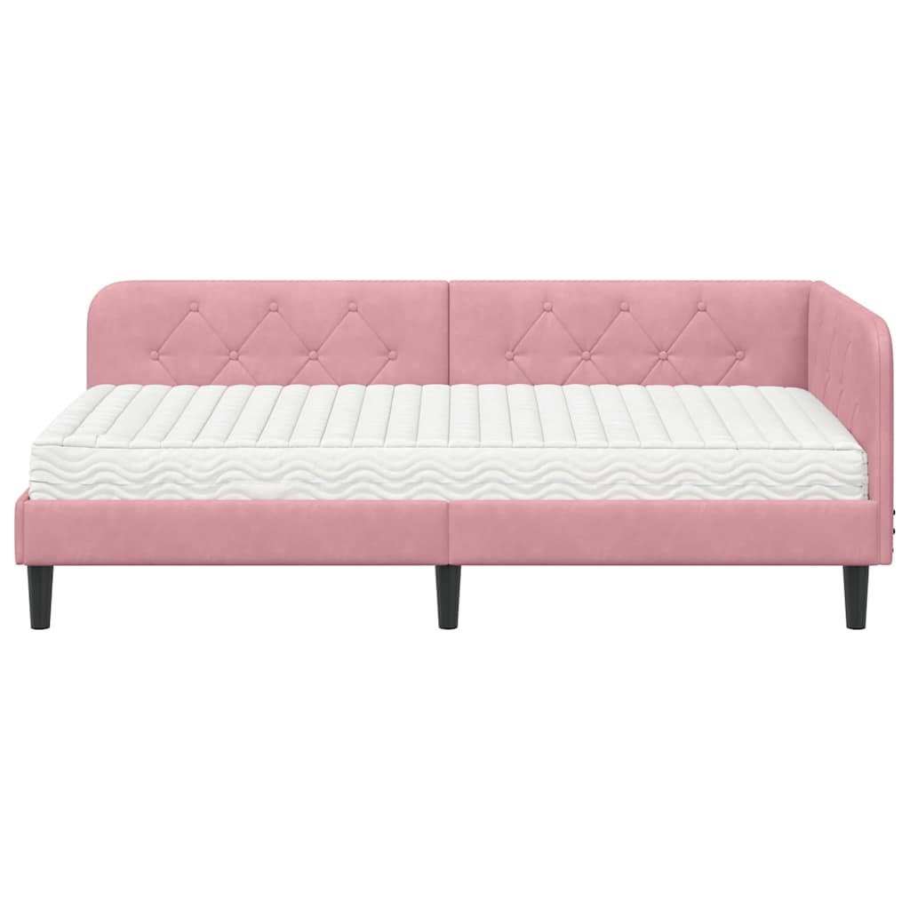 vidaXL Κρεβάτι Γωνίας Ροζ 90 x 190 cm Βελούδο
