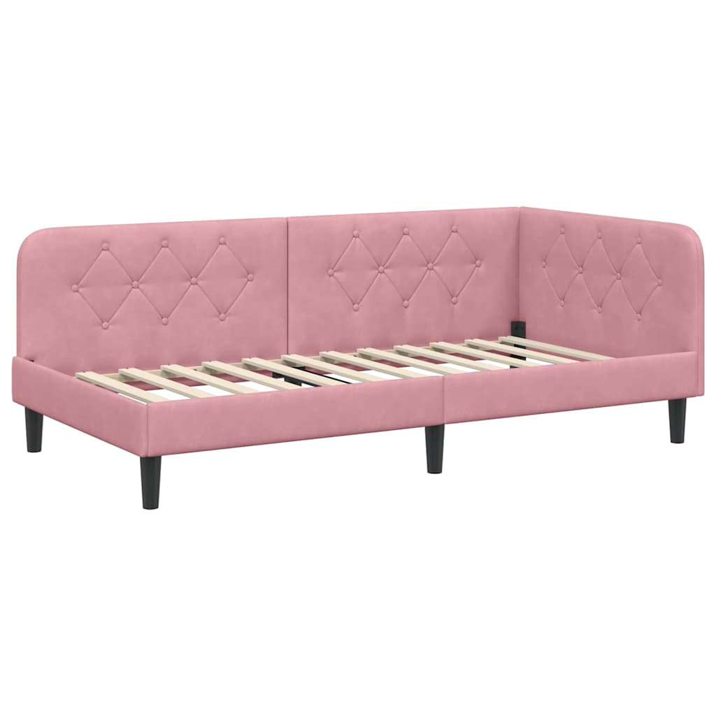 vidaXL Κρεβάτι Γωνίας Ροζ 90 x 190 cm Βελούδο