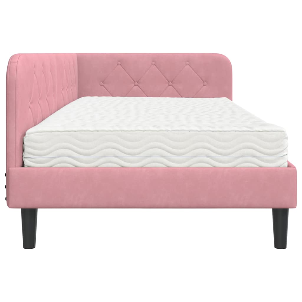 vidaXL Κρεβάτι Γωνίας Ροζ 90 x 190 cm Βελούδο