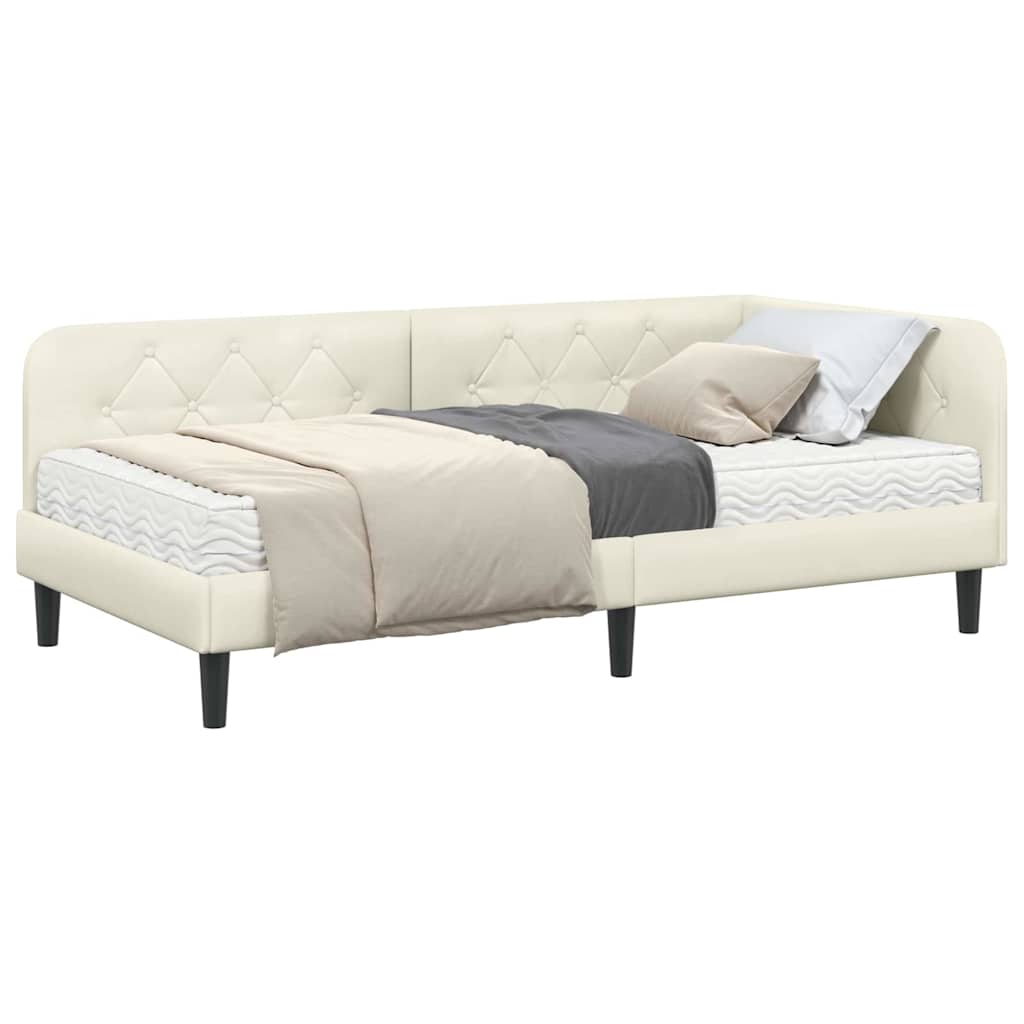 vidaXL Κρεβάτι Γωνίας Κρεμ 90 x 190 cm Βελούδο