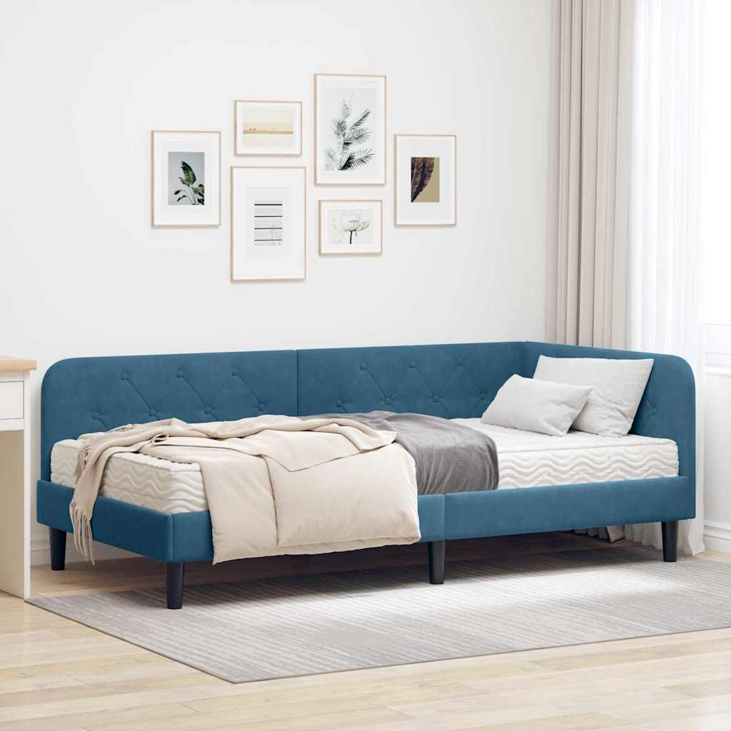vidaXL Κρεβάτι Γωνίας Μπλε 90 x 200 cm Βελούδο