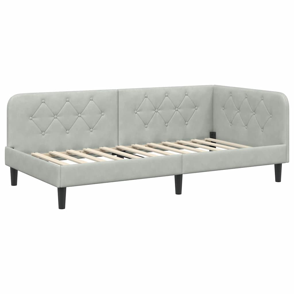 vidaXL Κρεβάτι Γωνίας Ανοιχτό γκρι 90 x 200 cm Βελούδο