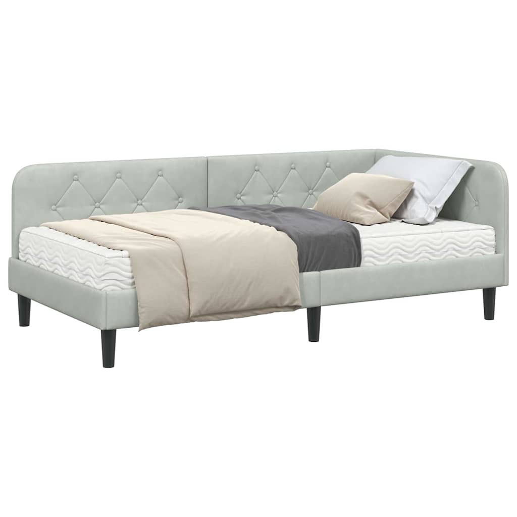 vidaXL Κρεβάτι Γωνίας Ανοιχτό γκρι 90 x 200 cm Βελούδο