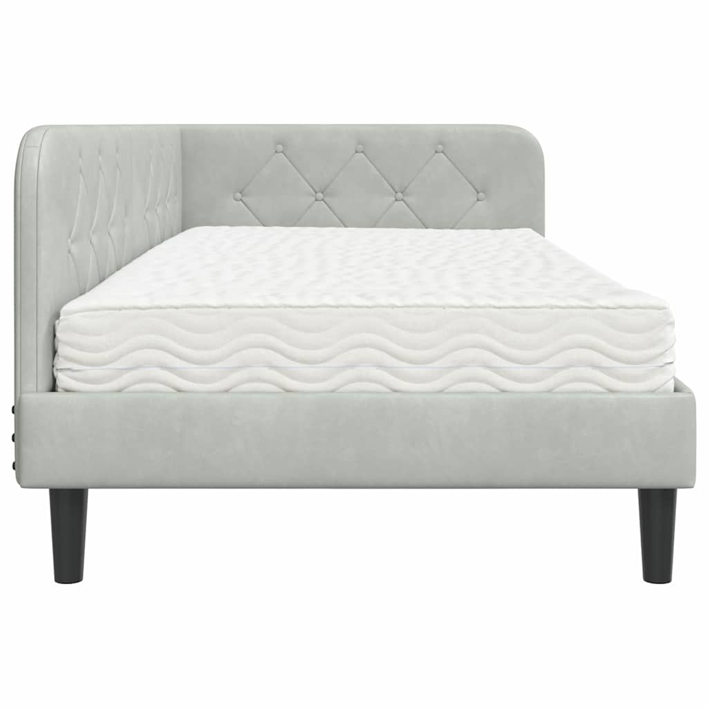 vidaXL Κρεβάτι Γωνίας Ανοιχτό γκρι 90 x 200 cm Βελούδο