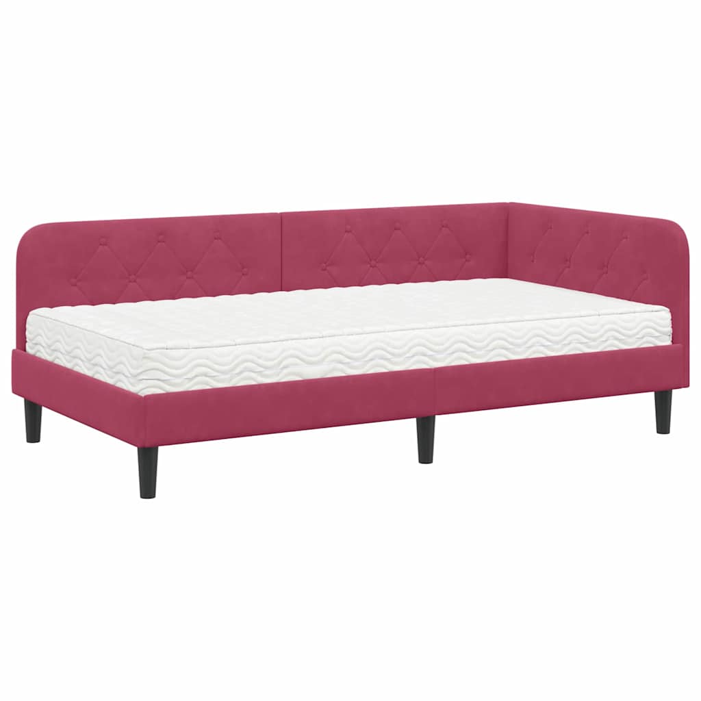 vidaXL Κρεβάτι Γωνίας Κόκκινο 90 x 200 cm Βελούδο