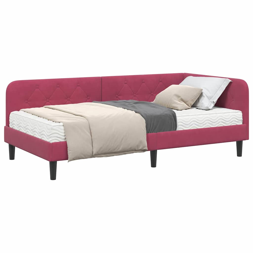 vidaXL Κρεβάτι Γωνίας Κόκκινο 90 x 200 cm Βελούδο