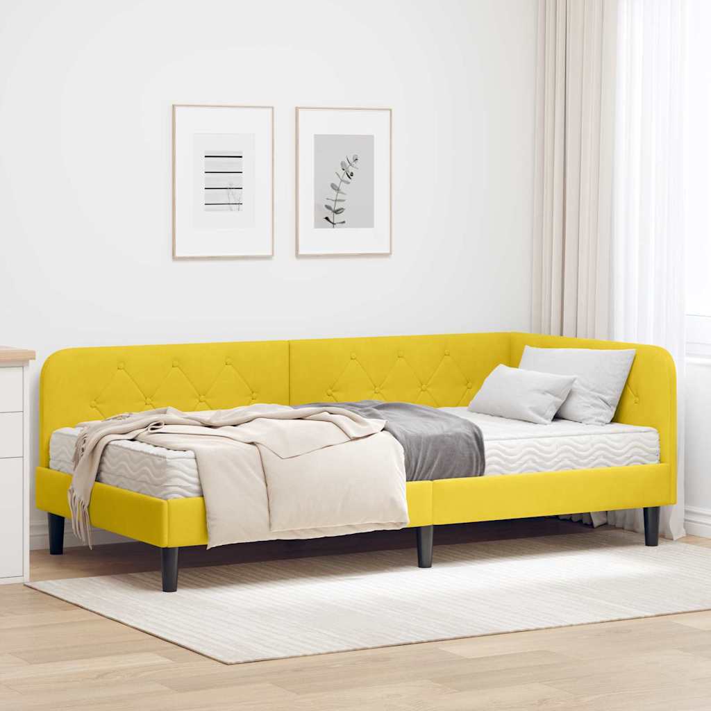 vidaXL Κρεβάτι Γωνίας Κίτρινο 90 x 200 cm Βελούδο