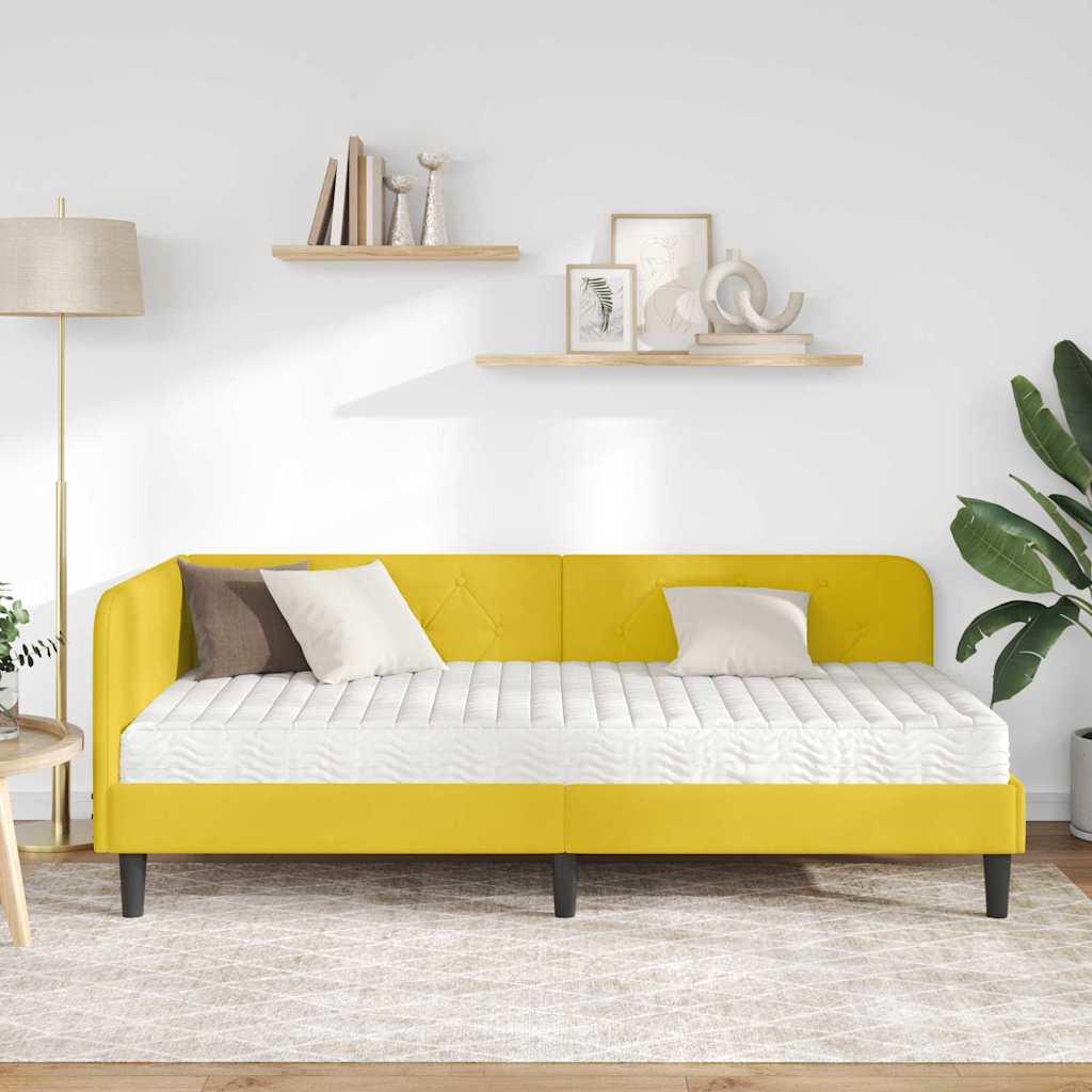 vidaXL Κρεβάτι Γωνίας Κίτρινο 90 x 200 cm Βελούδο