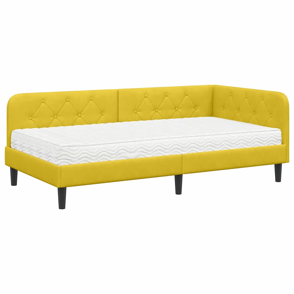vidaXL Κρεβάτι Γωνίας Κίτρινο 90 x 200 cm Βελούδο