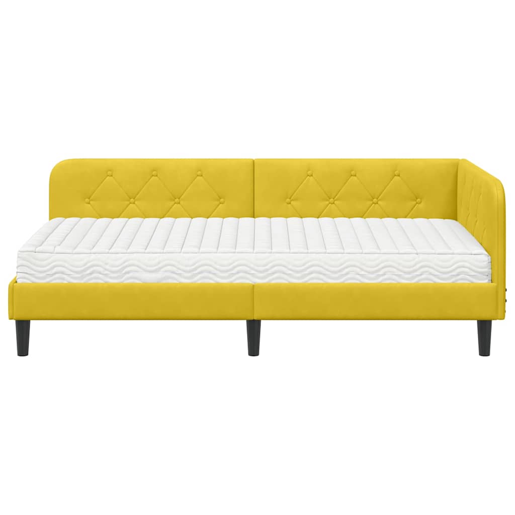 vidaXL Κρεβάτι Γωνίας Κίτρινο 90 x 200 cm Βελούδο