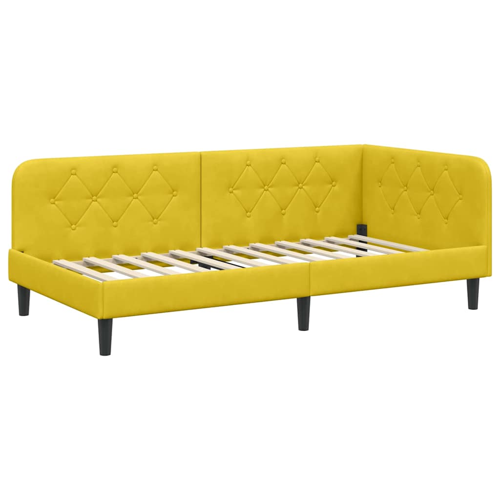 vidaXL Κρεβάτι Γωνίας Κίτρινο 90 x 200 cm Βελούδο