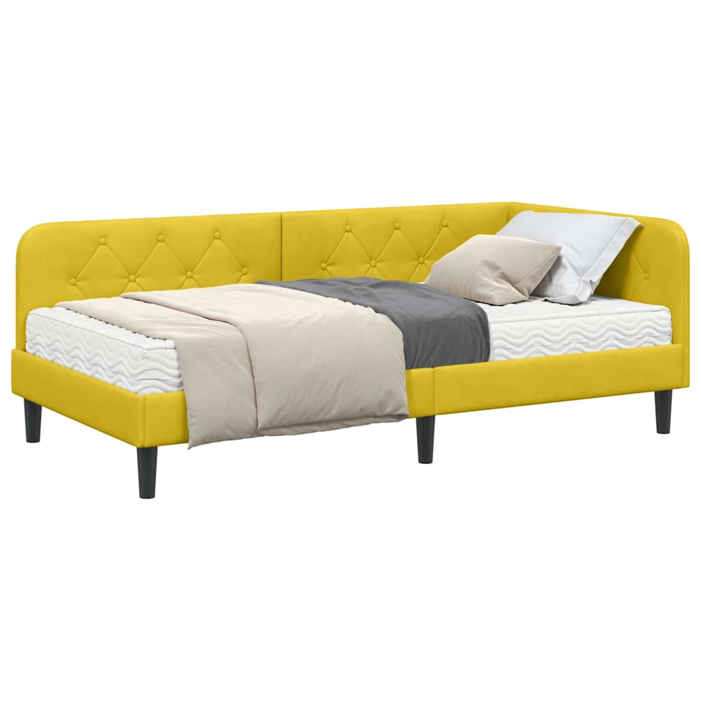 vidaXL Κρεβάτι Γωνίας Κίτρινο 90 x 200 cm Βελούδο