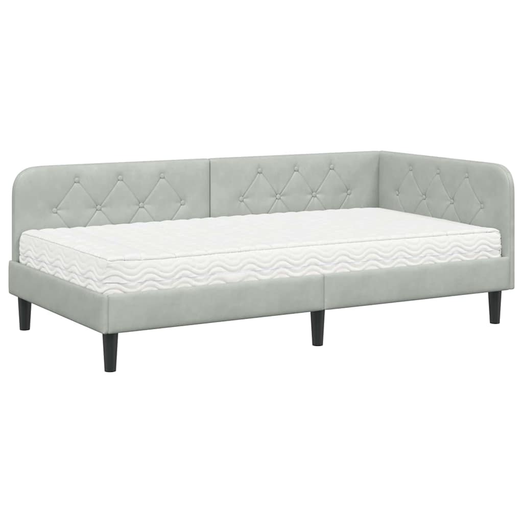 vidaXL Κρεβάτι Γωνίας Ανοιχτό γκρι 100 x 200 cm Βελούδο