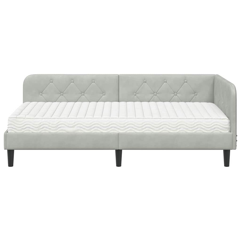 vidaXL Κρεβάτι Γωνίας Ανοιχτό γκρι 100 x 200 cm Βελούδο