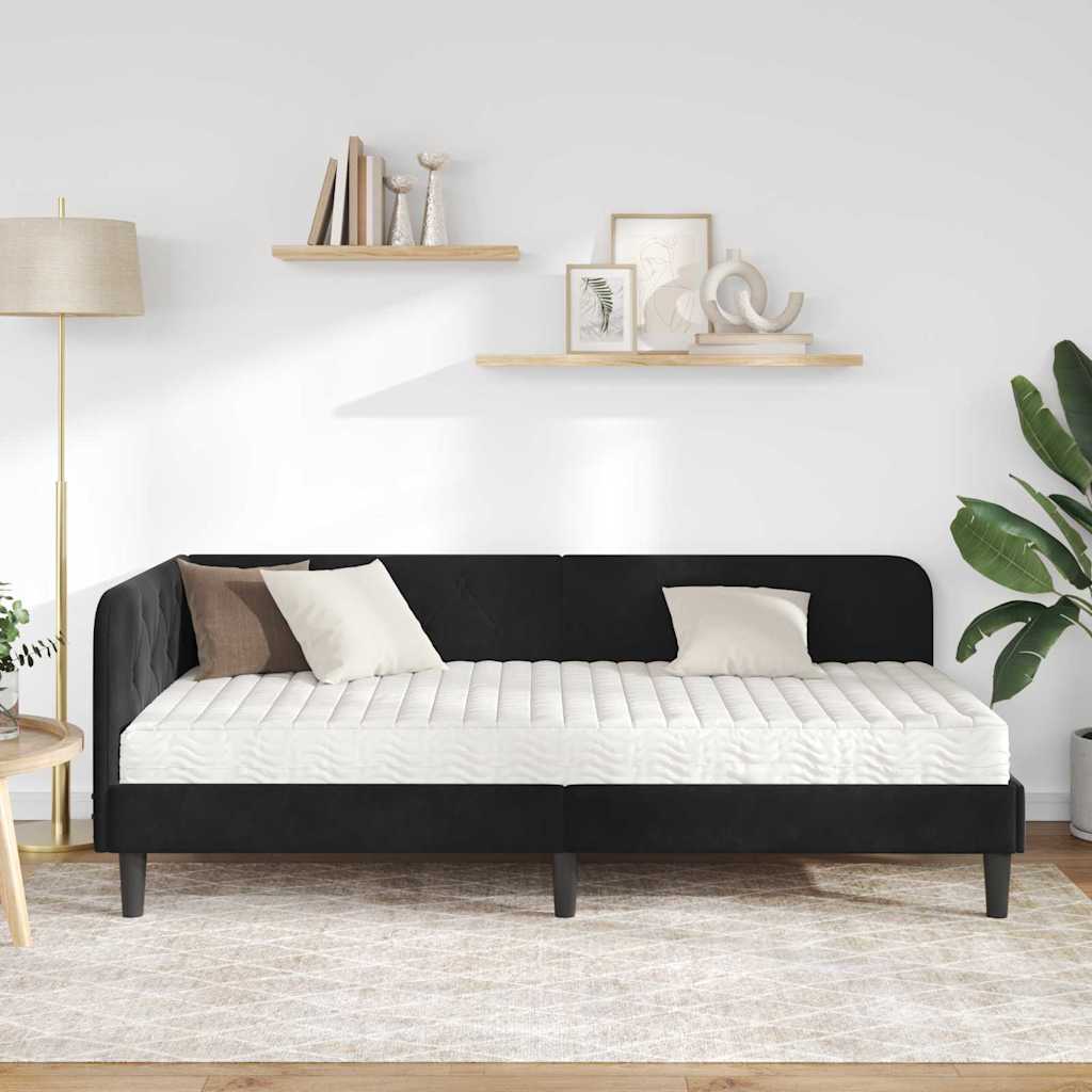 vidaXL Κρεβάτι Γωνίας Μαύρο 100 x 200 cm Βελούδο