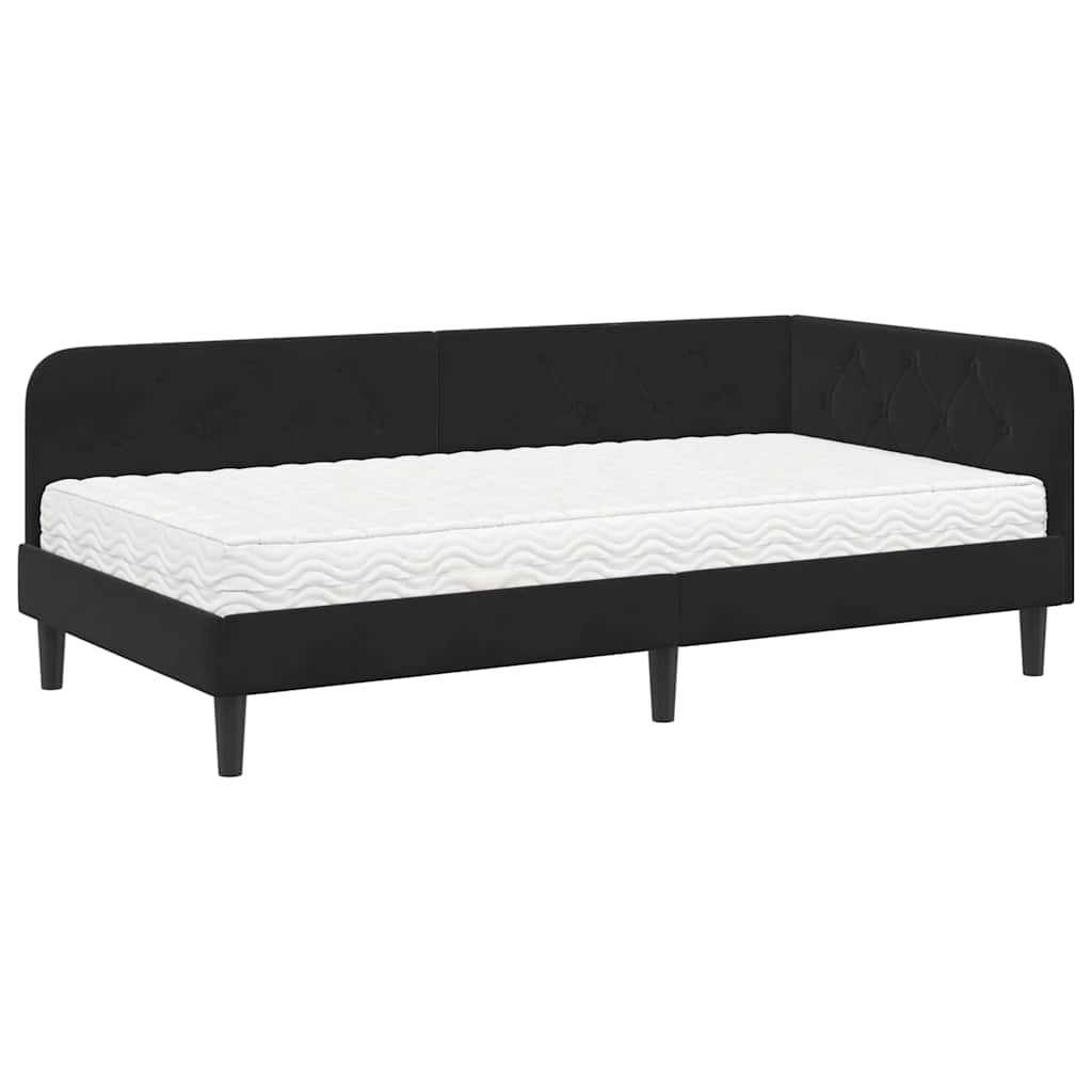 vidaXL Κρεβάτι Γωνίας Μαύρο 100 x 200 cm Βελούδο
