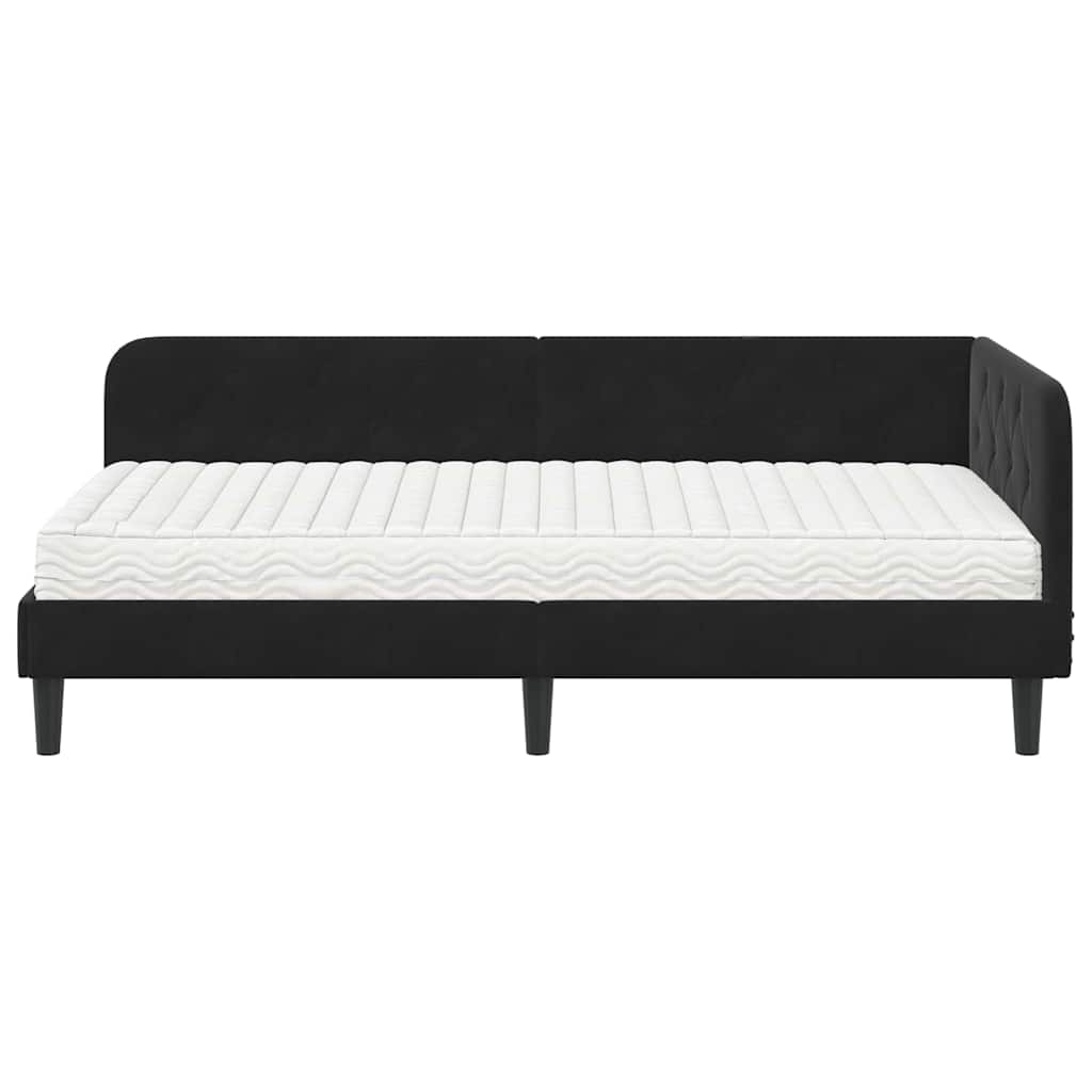 vidaXL Κρεβάτι Γωνίας Μαύρο 100 x 200 cm Βελούδο