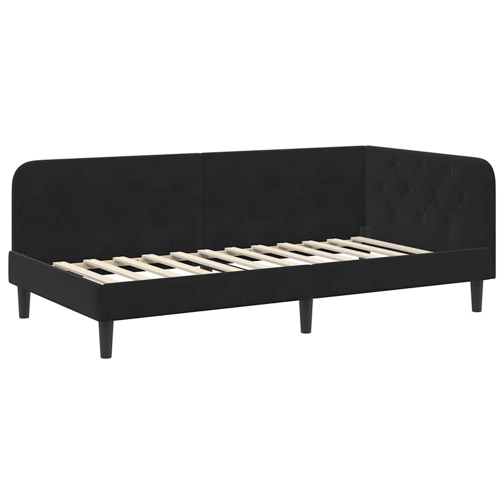 vidaXL Κρεβάτι Γωνίας Μαύρο 100 x 200 cm Βελούδο
