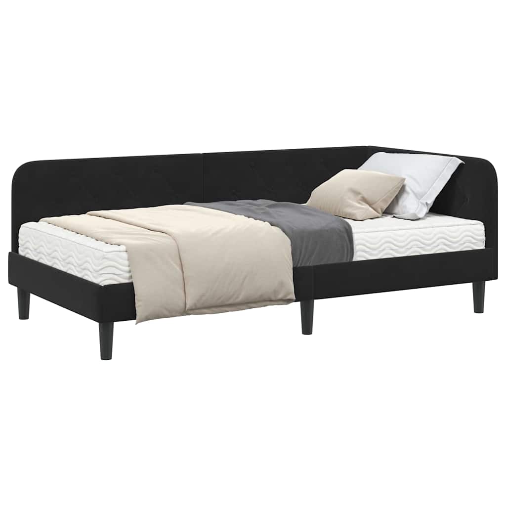 vidaXL Κρεβάτι Γωνίας Μαύρο 100 x 200 cm Βελούδο
