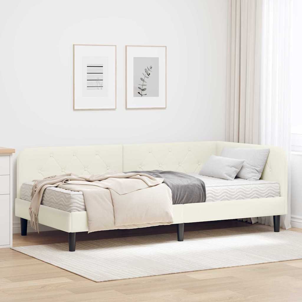 vidaXL Κρεβάτι Γωνίας Κρεμ 100 x 200 cm Βελούδο