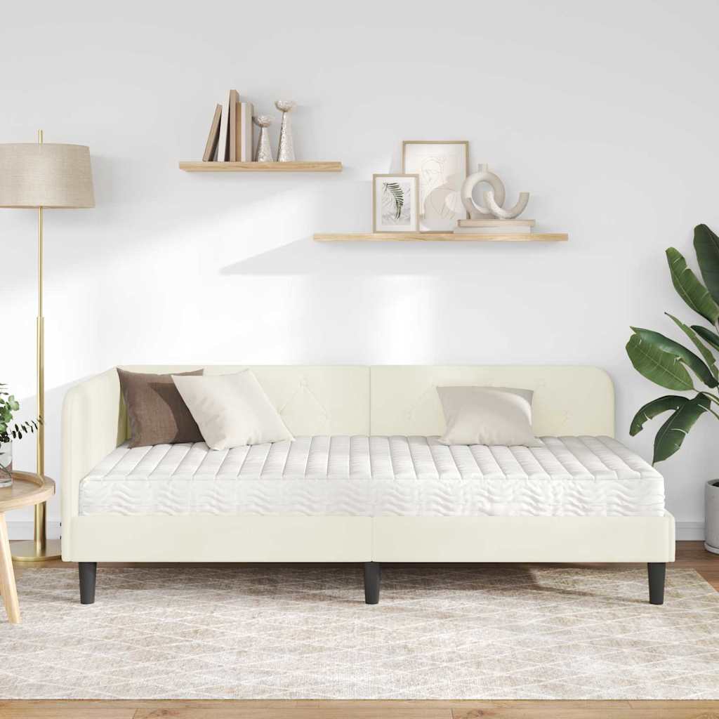 vidaXL Κρεβάτι Γωνίας Κρεμ 100 x 200 cm Βελούδο