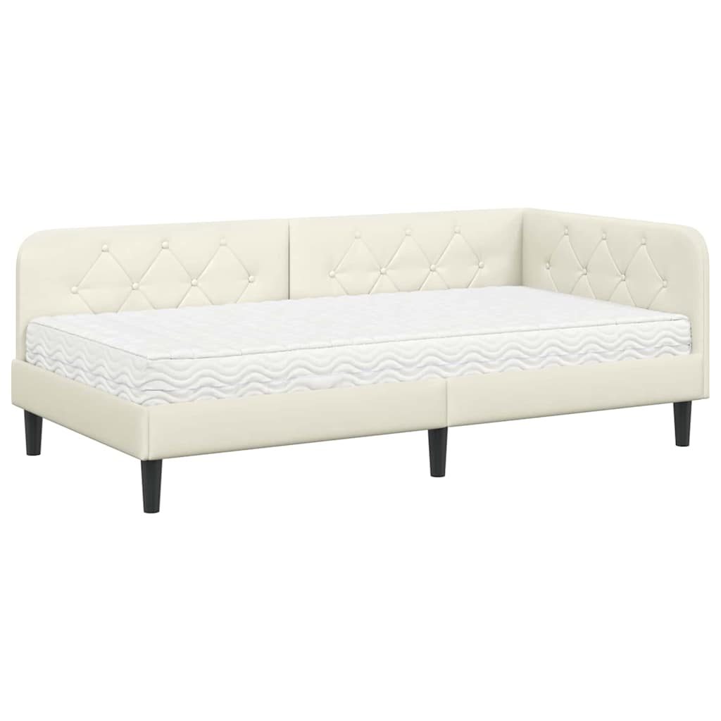 vidaXL Κρεβάτι Γωνίας Κρεμ 100 x 200 cm Βελούδο