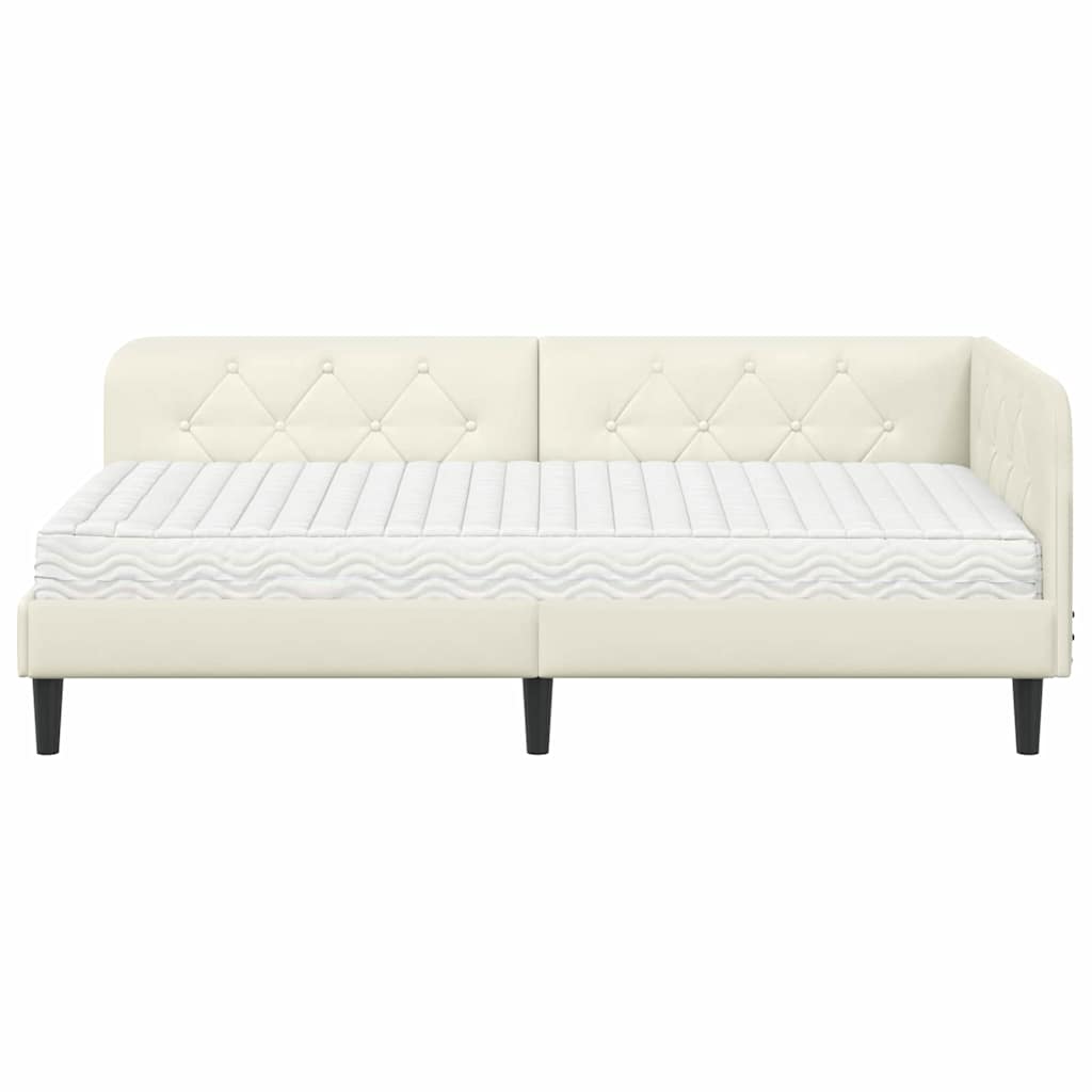 vidaXL Κρεβάτι Γωνίας Κρεμ 100 x 200 cm Βελούδο
