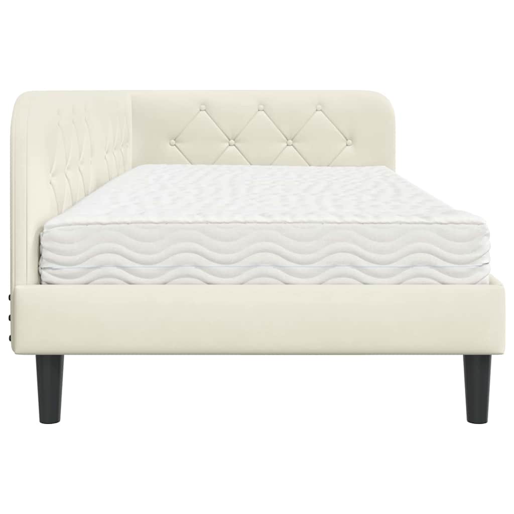 vidaXL Κρεβάτι Γωνίας Κρεμ 100 x 200 cm Βελούδο