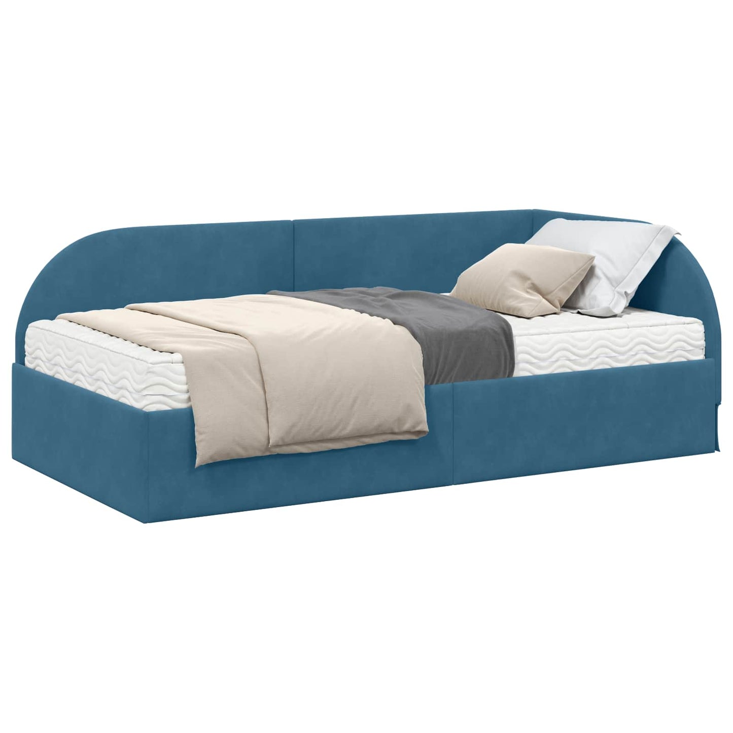 vidaXL Κρεβάτι γωνίας με στρώμα 2 τμχ. Μπλε 80 x 200 cm Βελούδο